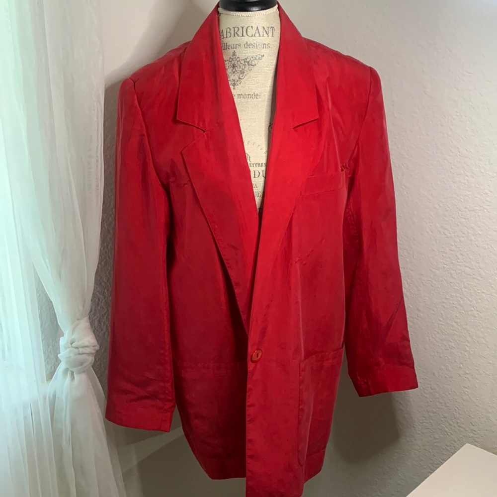 Bethany Red Silk Blazer